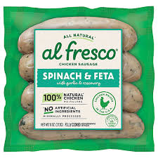 al fresco Chicken Sausage, Spinach & Feta with Garlic & Rosemary 11 oz (Pork Casing)