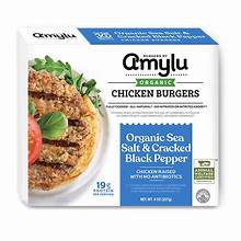 AMYLU Organic Sea  Salt & Crackled Black pepper Chicken burger  2 ct