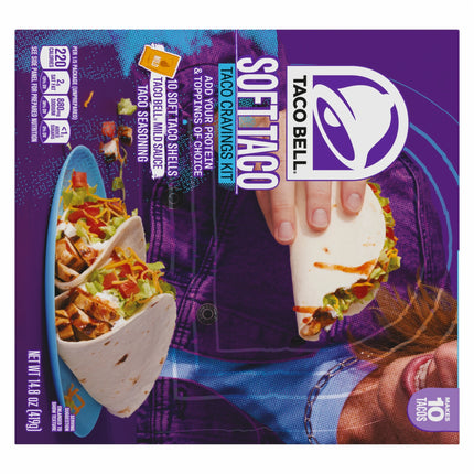 Taco Bell Soft Taco Cravings Kit with 10 Soft Tortillas, Mild Sauce & Seasoning, 14.8 Oz Box, Shelf-Stable, Contains: Wheat