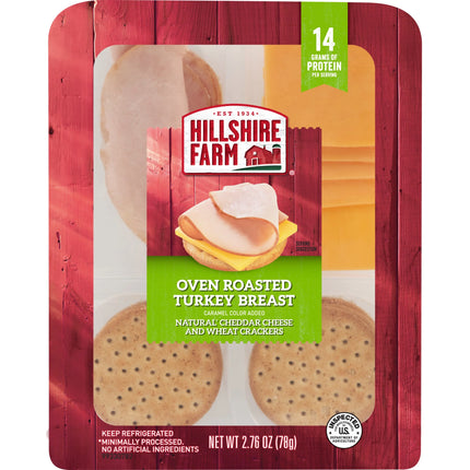 Hillshire Farm Protein Snack Pack, Turkey, Cheddar Cheese, Wheat Crackers, 2.76 Oz