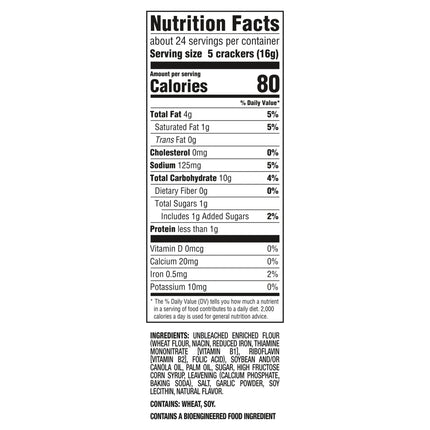 RITZ Garlic Butter Crackers, Snacks for Kids and Adults, Lunch Snacks, 13.7 Oz