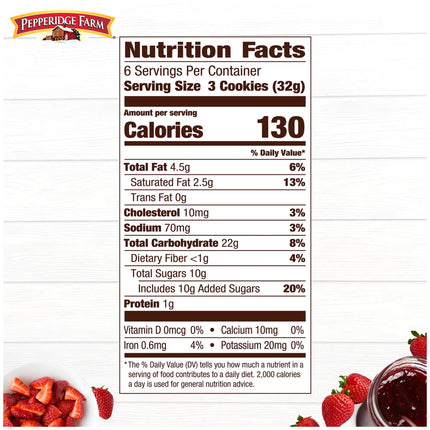 Pepperidge Farm Verona Strawberry Thumbprint Cookies, 6.75 Oz Bag (18 Cookies)