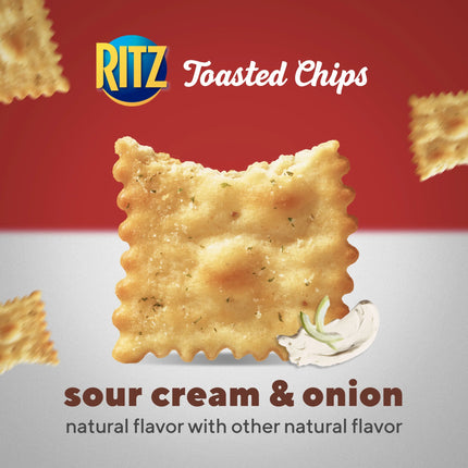 RITZ Toasted Chips Sour Cream and Onion Crackers, Party Snacks, Family Size, 11.4 Oz