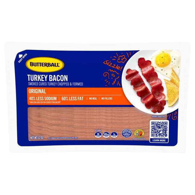 Butterball Turkey Bacon, Original, Smoke-Cured, Chopped and Formed, 12 Oz