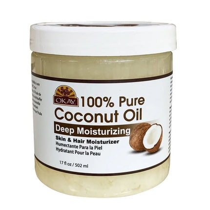 Okay Pure Naturals Pure Coconut Oil with Vitamin E Natural Skin Moisturizer and anti Dandruff Formula, 6 Oz
