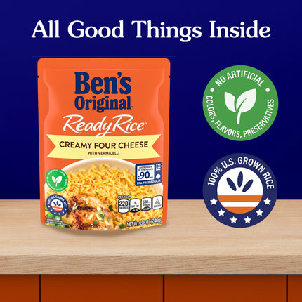 BEN'S ORIGINAL Ready Rice Creamy Four Cheese Flavored Rice, Easy Dinner Side, 8.5 Oz Pouch