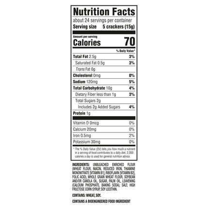 RITZ Whole Wheat Crackers, Snacks for Kids and Adults, Lunch Snacks, 12.9 Oz