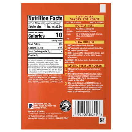 Mccormick Slow Cooker Savory Pot Roast Seasoning Mix, 1.3 Oz Packet