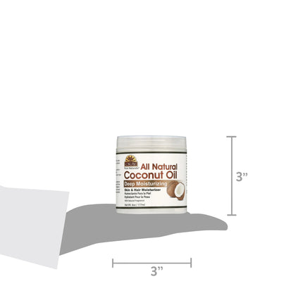 Okay Pure Naturals Pure Coconut Oil with Vitamin E Natural Skin Moisturizer and anti Dandruff Formula, 6 Oz