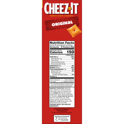 Cheez-It Original Cheese Crackers, Baked Snack Crackers, 21 Oz