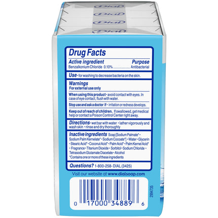 Dial Antibacterial Bar Soap, Refresh & Renew, Spring Water, 4 Oz, 4 Bars