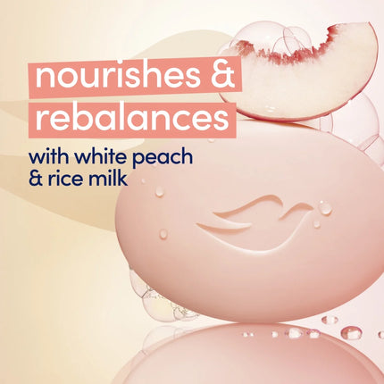 Dove Beauty Bar Women'S Bath Soap Rebalancing White Peach & Rice Milk, 3.75 Oz 4 Bars
