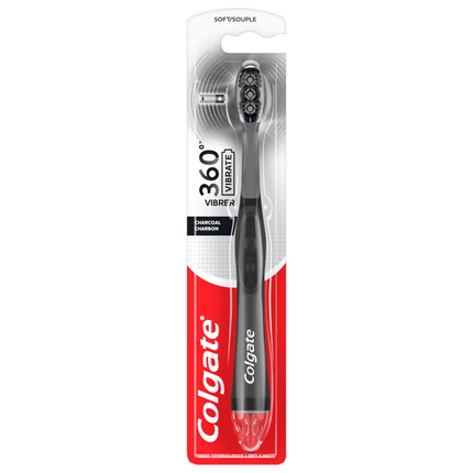 Colgate 360 Vibrate Charcoal Battery Operated Toothbrush, 1 AAA Battery Included