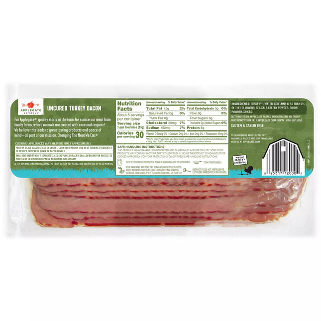 Applegate Natural Hickory Smoked Uncured Turkey Bacon - 8Oz
