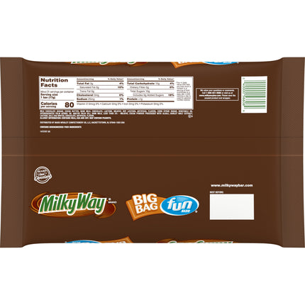 Milky Way Fun Size Milk Chocolate Candy Bars - 18.47 Oz Bag