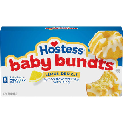 Hostess Baby Bundts, Lemon Drizzle Flavored Mini Cakes, 10 Oz Box (8 Ct.)