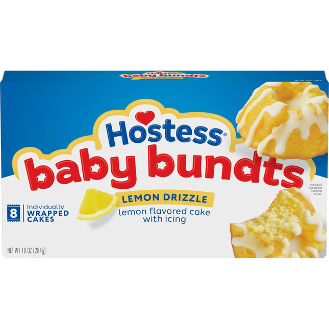 Hostess Baby Bundts, Lemon Drizzle Flavored Mini Cakes, 10 Oz Box (8 Ct.)