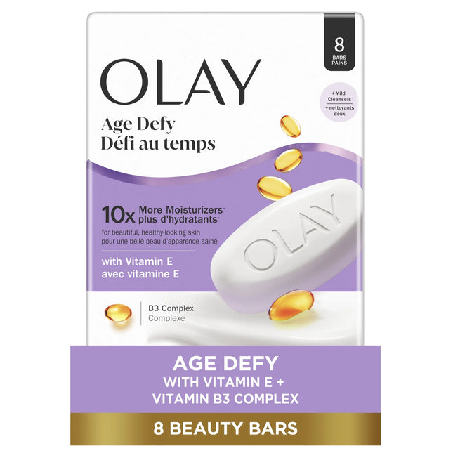 Olay Age Defying Bar Soap with Vitamin E and Vitamin B3 Complex Beauty Bars 3.17 Oz, 8 Count