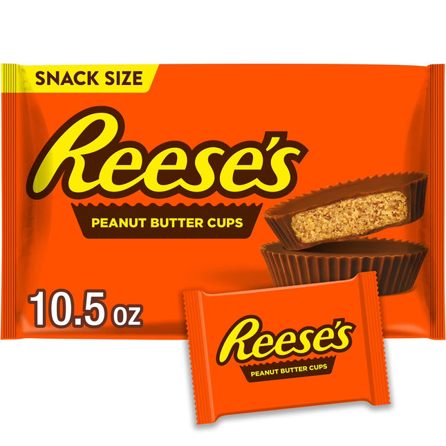 Reese'S Milk Chocolate Snack Size Peanut Butter Cups Candy, Bag 10.5 Oz