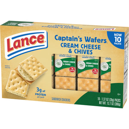 Lance Sandwich Crackers, Captain'S Wafers Cream Cheese and Chives, 10 Packs, 6 Sandwiches Each
