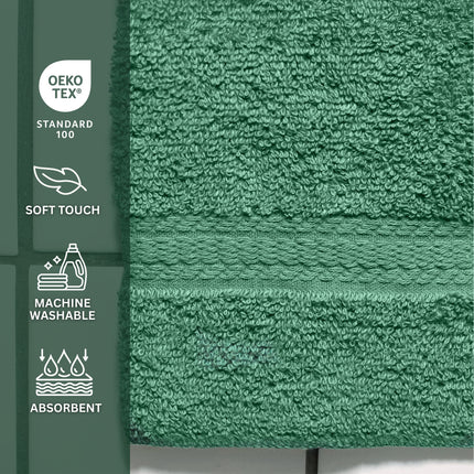 Mainstays 100% Cotton Washcloth, Super Soft and Highly Absorbent Basic Solid Premium Washcloth for Bathroom, Hotels, Spa and Gym – Green