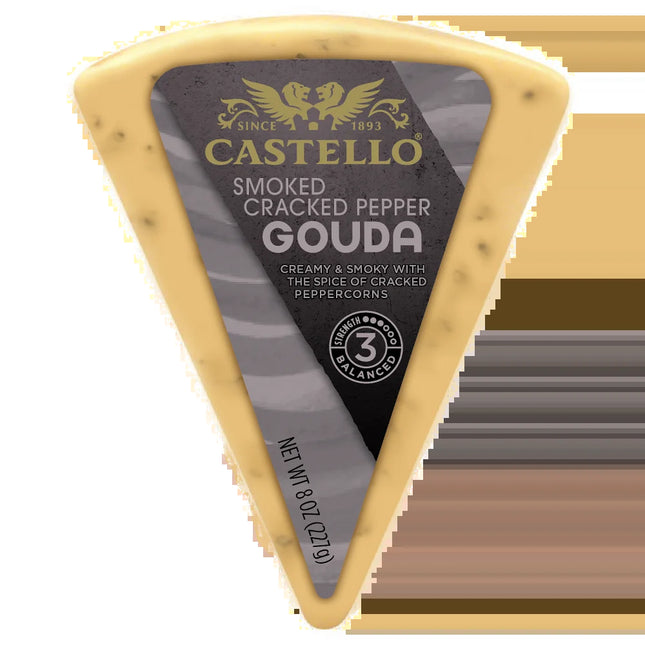 Castello Gourmet Smoked Cracked Pepper Gouda Cheese 8 Oz Wedge