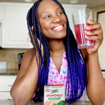 True Lemon Strawberry Lemonade Drink Mix Powder, No Artificial Sweeteners, 1.06 Oz., 10 Count Box