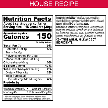 Town House Flipsides Minis House Seasoned Oven Baked Crackers, Lunch Snacks, 10.2 Oz