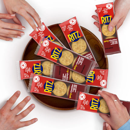 RITZ Spicy Cheddar Cheese Sandwich Crackers, Lunch Snacks, 8 Snack Packs (6 Crackers per Pack)