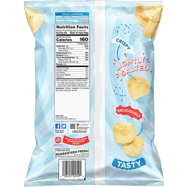 Lay'S Classic Lightly Salted Potato Chips, 7.75 Ounce Bag