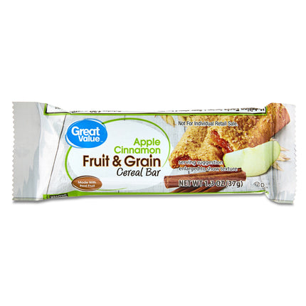 Great Value Fruit & Grain Cereal Bars Apple Cinnamon, 10.4 Oz, 8 Count