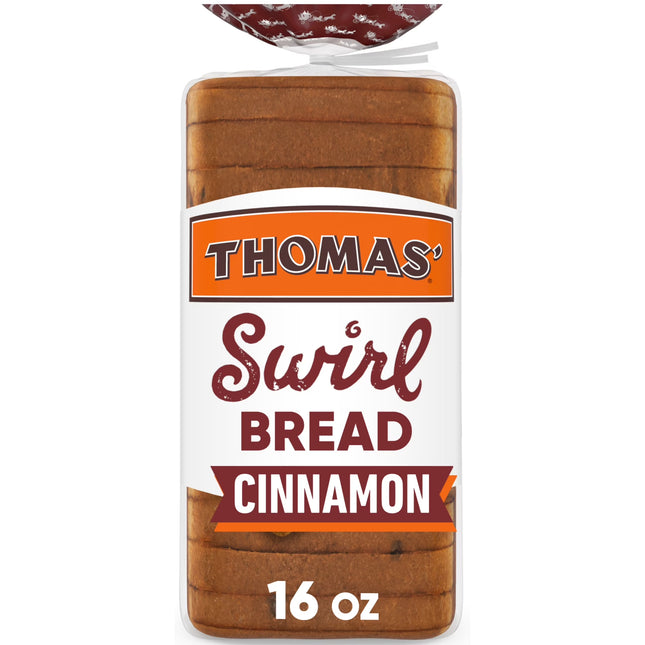 Thomas' Cinnamon Swirl Bread, 16 Oz, Cinnamon Bread, Bag