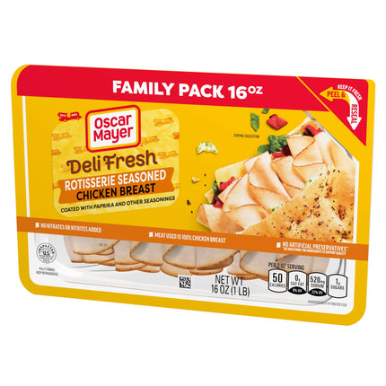 Oscar Mayer Deli Fresh Rotisserie Seasoned Sliced Chicken Breast Deli Lunch Meat, 16 Oz Package