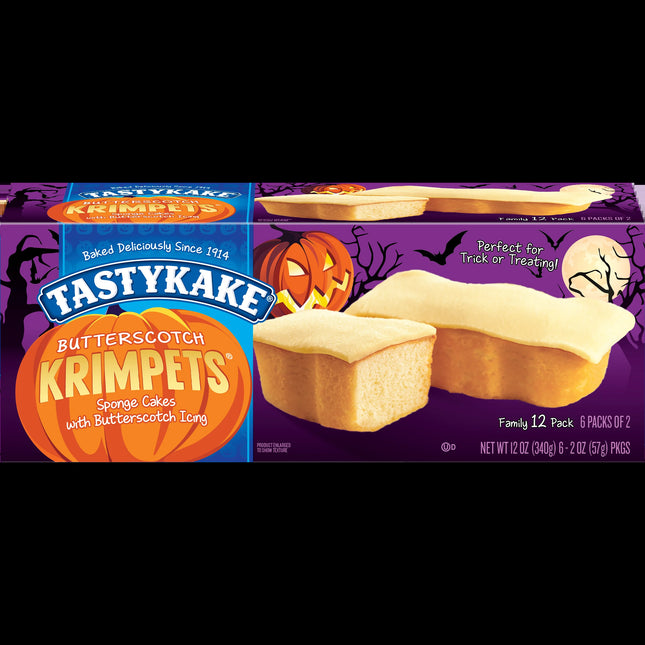 Tastykake Butterscotch Krimpets, Butterscotch Icing, Snack Cakes, 12 Oz, 12 Count, Shelf-Stable