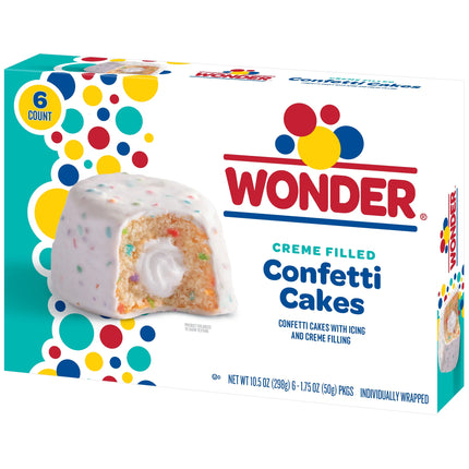 Wonder Crème Filled Confetti Cakes, Birthday Cake Inspired Snack Cakes, 10.5 Oz, 6 Count