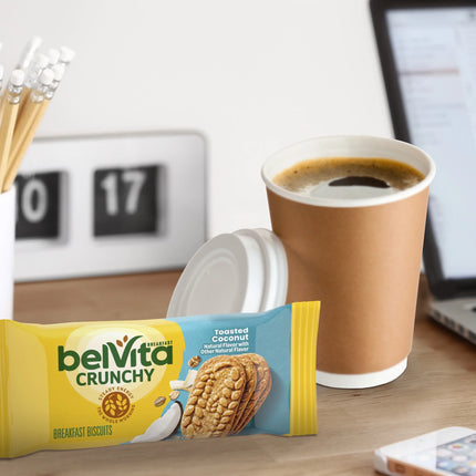 Belvita Breakfast Bars Biscuits, Toasted Coconut, 5 Packs (4 Biscuits per Pack)