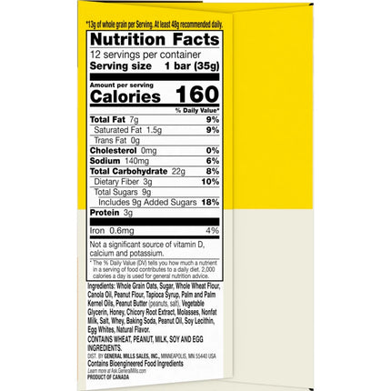 Nature Valley Soft Baked Oatmeal Squares, Peanut Butter, 12 Bars, 14.88 Oz