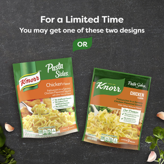 Knorr Pasta Sides Chicken Flavor Fettuccine Made with No Artificial Flavors, 4.3 Oz Pouch