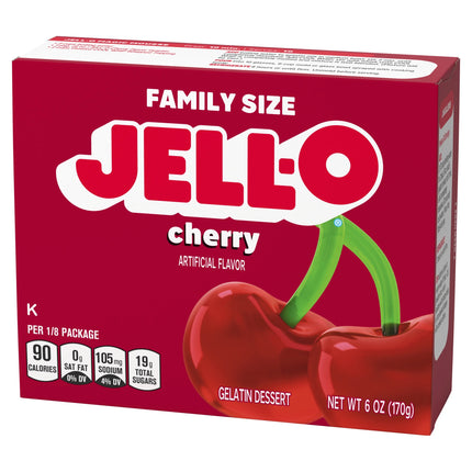 Jell-O Cherry Gelatin Dessert Mix, Family Size, 6 Oz Box