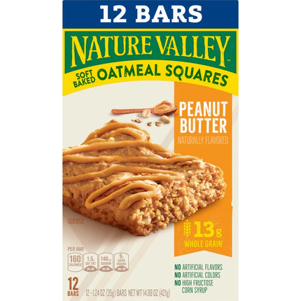 Nature Valley Soft Baked Oatmeal Squares, Peanut Butter, 12 Bars, 14.88 Oz