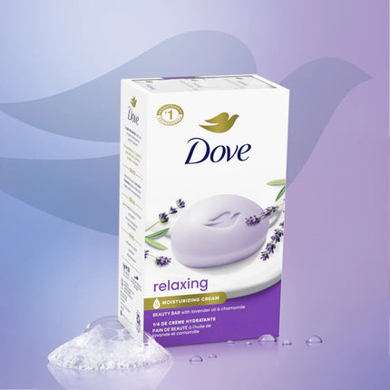 Dove Beauty Bar Women'S Bath Soap Relaxing Lavender Oil & Chamomile, 3.75 Oz 8 Bars