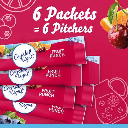 Crystal Light Fruit Punch Sugar Free Drink Mix Caffeine Free, 6 Ct Pitcher Packets