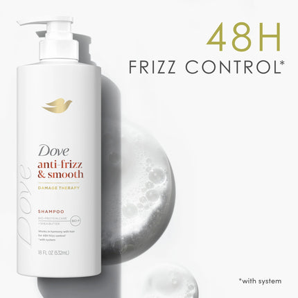 Dove Shampoo for Women anti Frizz & Smooth with Bio-Protein Care Technology and Shea Butter, 18 Oz