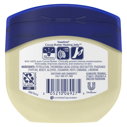 Vaseline Lock in Moisture Cocoa Butter Healing Petroleum Jelly for Dry Skin, 7.5 Oz