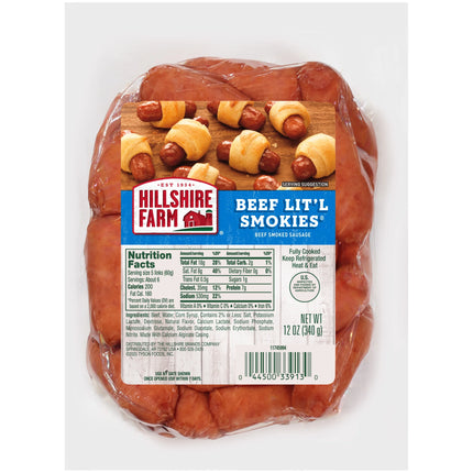 Hillshire Farm, Beef Lit'L Smokies Smoked Sausage Links, Refrigerated 12 Oz Plastic Wrapper