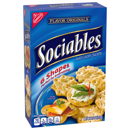 Flavor Originals Sociables Baked Savory Crackers, Party Snacks, 7.5 Oz