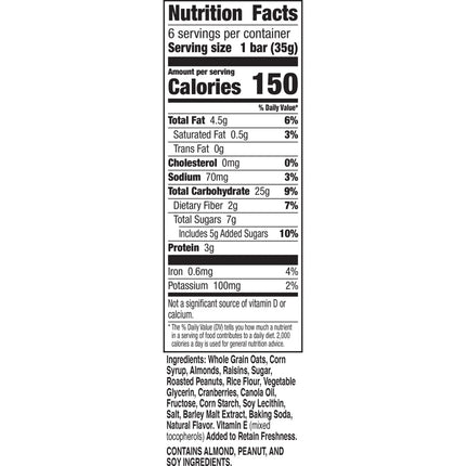 Nature Valley Chewy Fruit and Nut Granola Bars, Trail Mix, 6 Count, 7.4 Oz