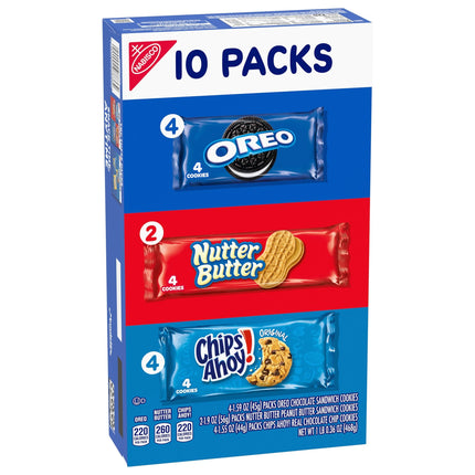 Nabisco Cookie Variety Pack, OREO, Nutter Butter, CHIPS AHOY!, 10 Snack Packs (4 Cookies per Pack)