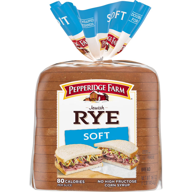 Pepperidge Farm Jewish Rye Soft Rye Bread, 16 Oz. Bag