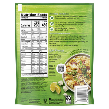 Knorr Pasta Sides Chicken Flavor Fettuccine Made with No Artificial Flavors, 4.3 Oz Pouch